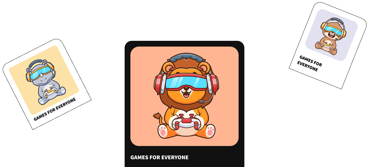 Image of 3 cards with funky animals 